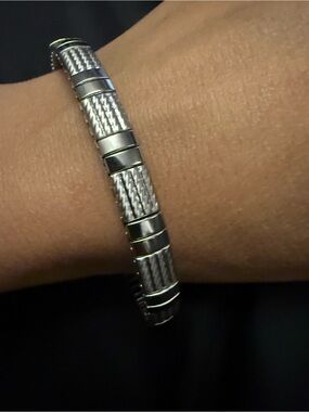 Textured Silver-Tone Link Bracelet by Mille
